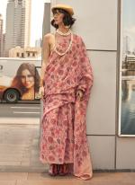 Tissue Pink Festival Wear Printed Saree